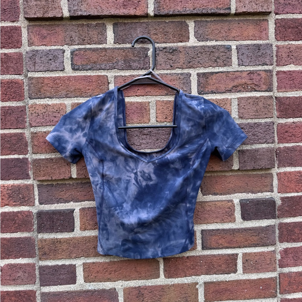 lululemon athletica Navy Tie-Dye Short Sleeve Top